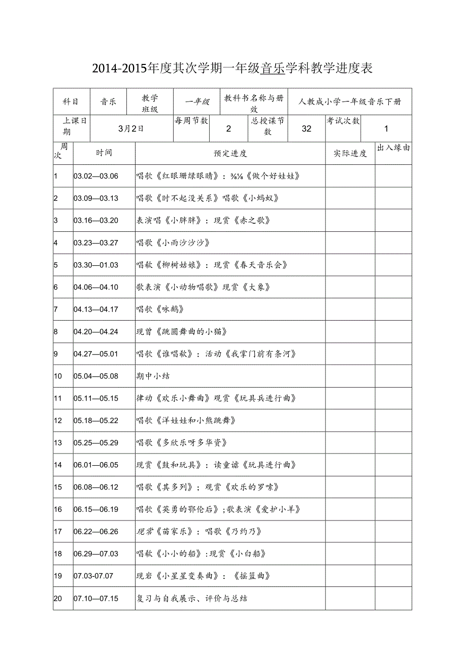 人教版一年级音乐教案十三里前l四周汇总.docx_第1页