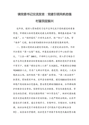 交流发言：党建引领风帆劲 强村富民促振兴（乡镇党委书记）.docx