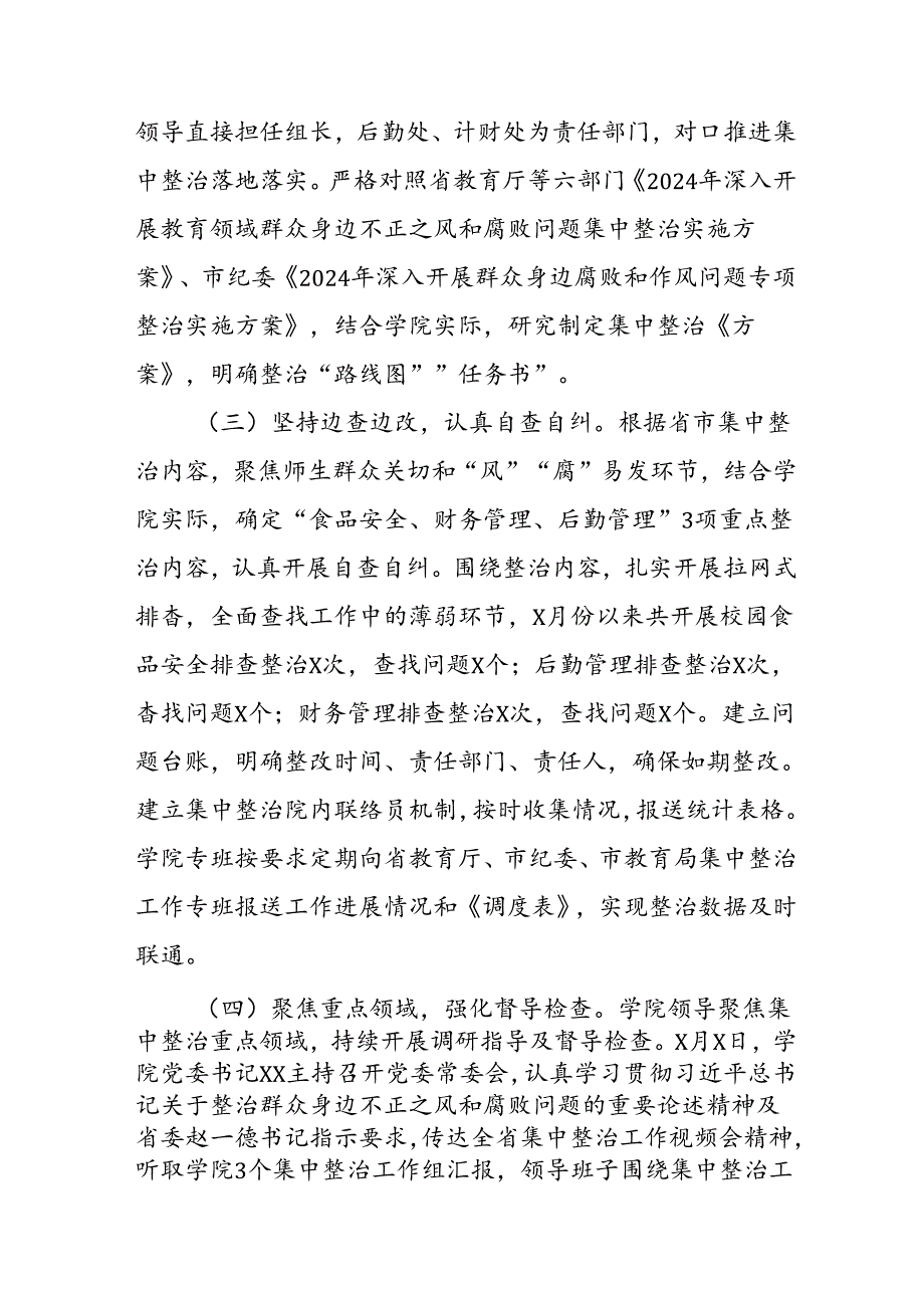 2024年大学关于开展群众身边不正之风和腐败问题集中整治工作情况总结.docx_第2页