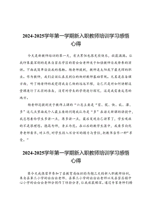 2024-2025学年第一学期新入职教师培训学习感悟心得.docx