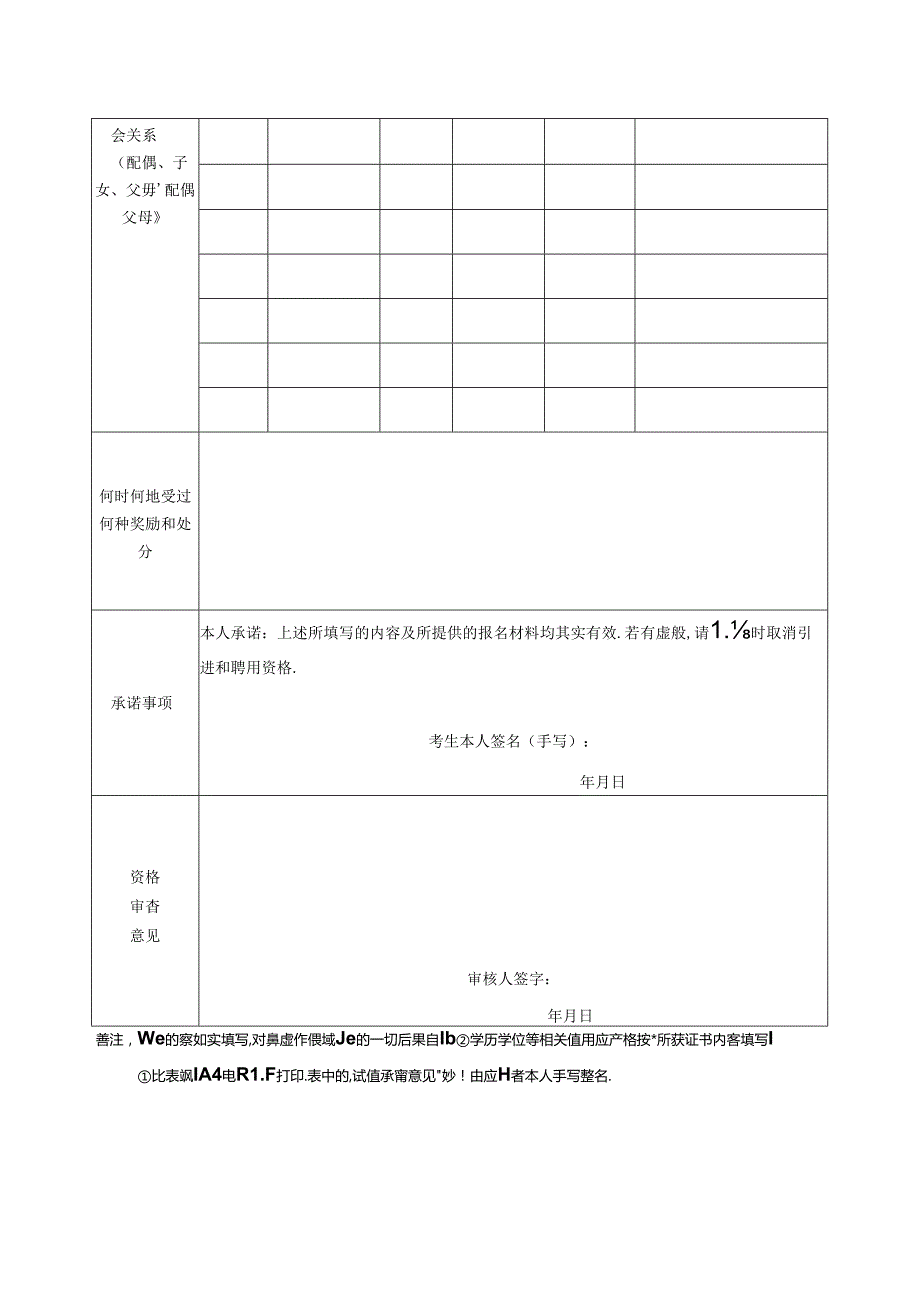 2024年下半年医疗卫生事业单位工作人员公开考核招聘报名表.docx_第2页