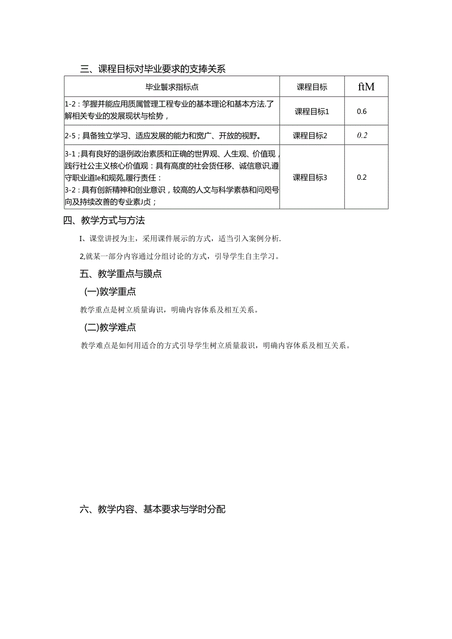 1523S08001-质量专业导论-2023版人才培养方案课程教学大纲.docx_第2页