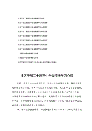 (十篇)社区干部二十届三中全会精神学习心得.docx