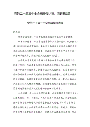 二十届三中全会精神传达稿、宣讲稿2篇.docx