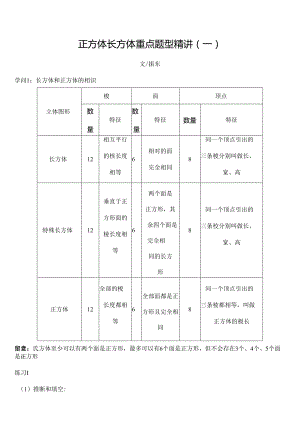 五年级下长方体正方体表面积体积精讲例题[3].docx