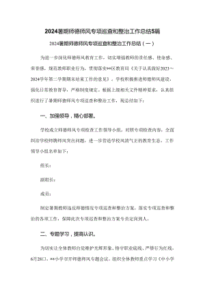 2024暑期师德师风专项巡查和整治工作总结5篇.docx