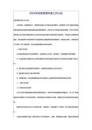 2024年信息管理年度工作计划.docx