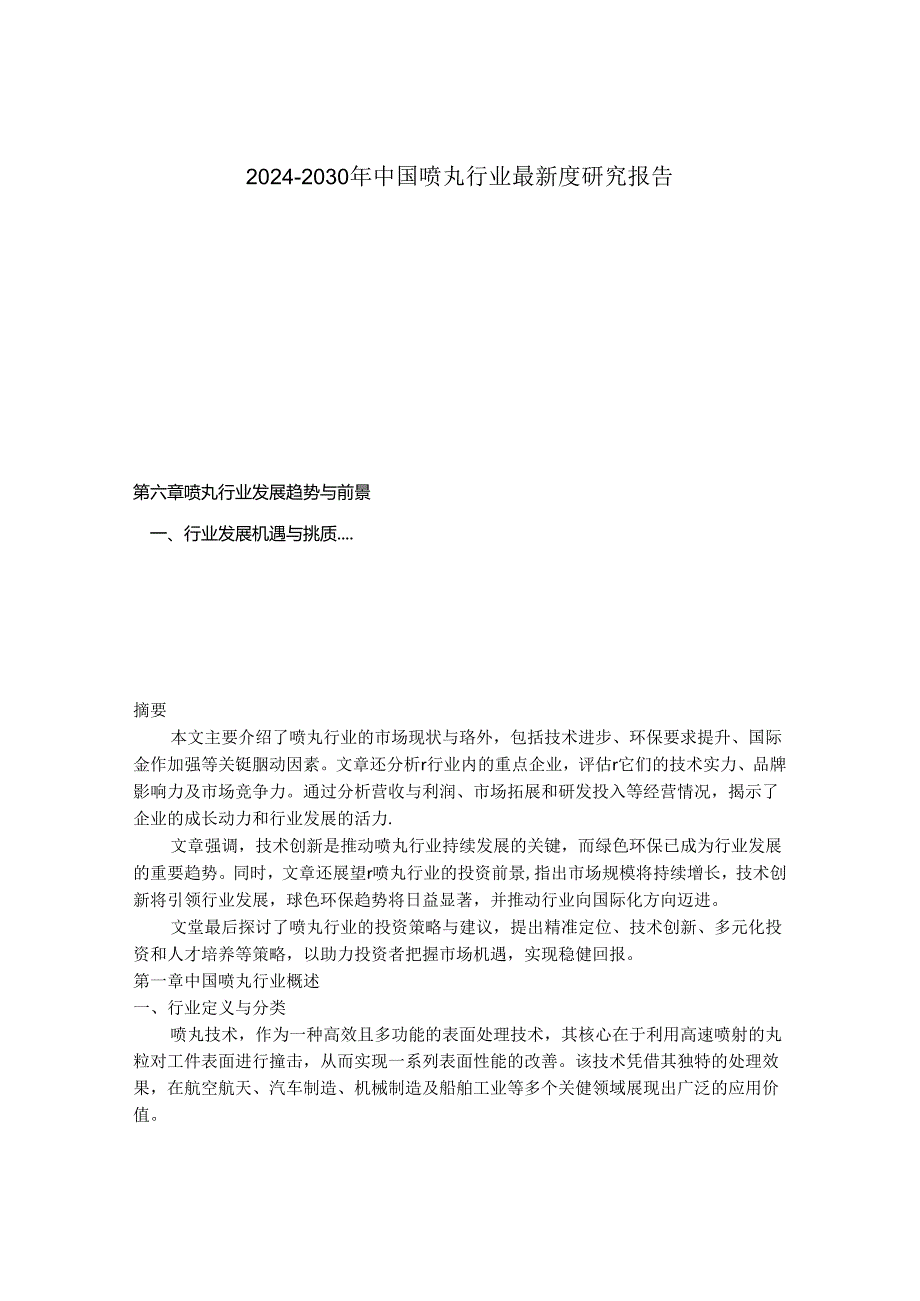 2024-2030年中国喷丸行业最新度研究报告.docx_第1页