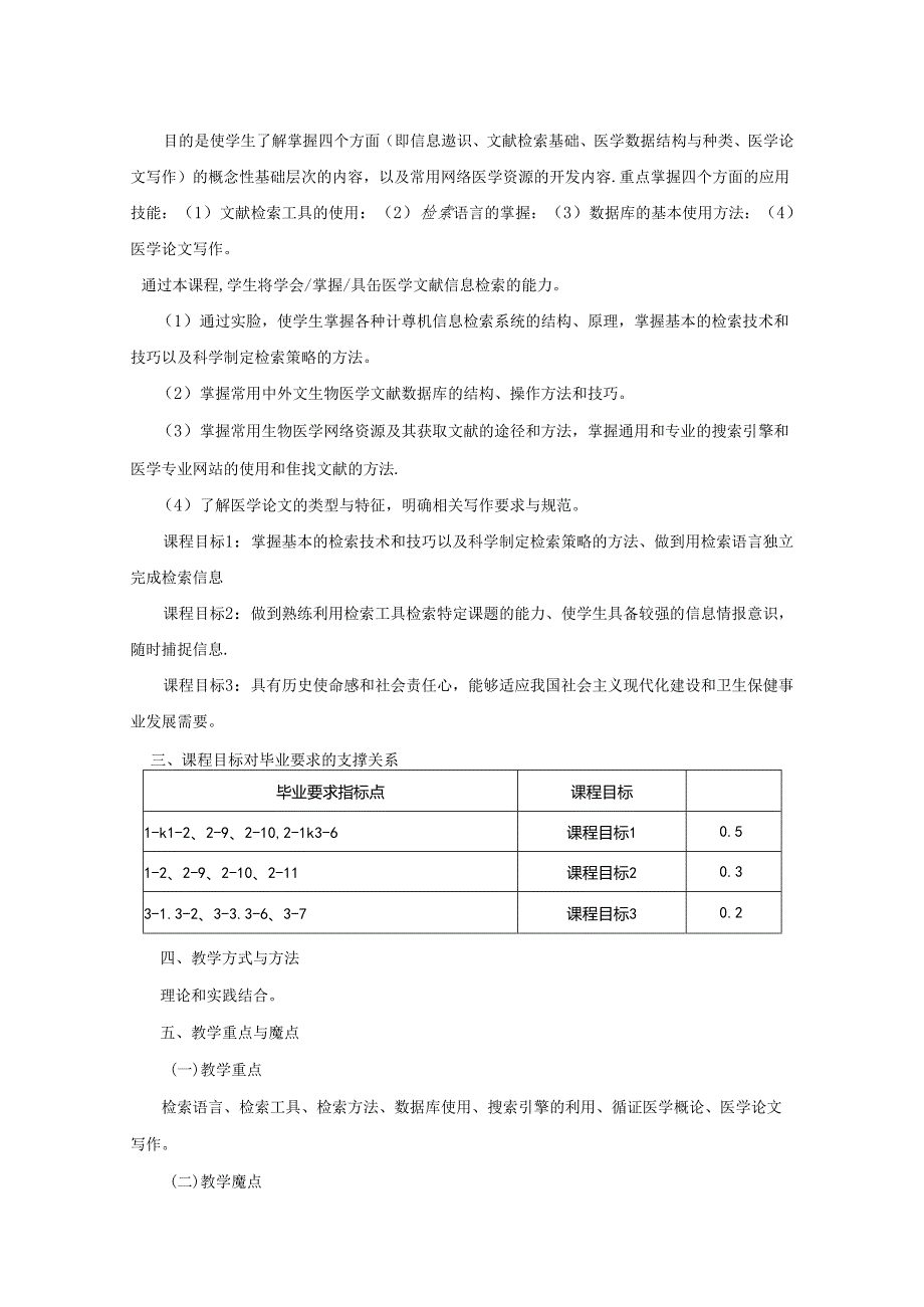 2223S01201-医学文献检索-2023版人才培养方案教学大纲 改.docx_第2页