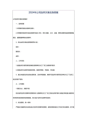 2024年公司自然灾害应急预案.docx