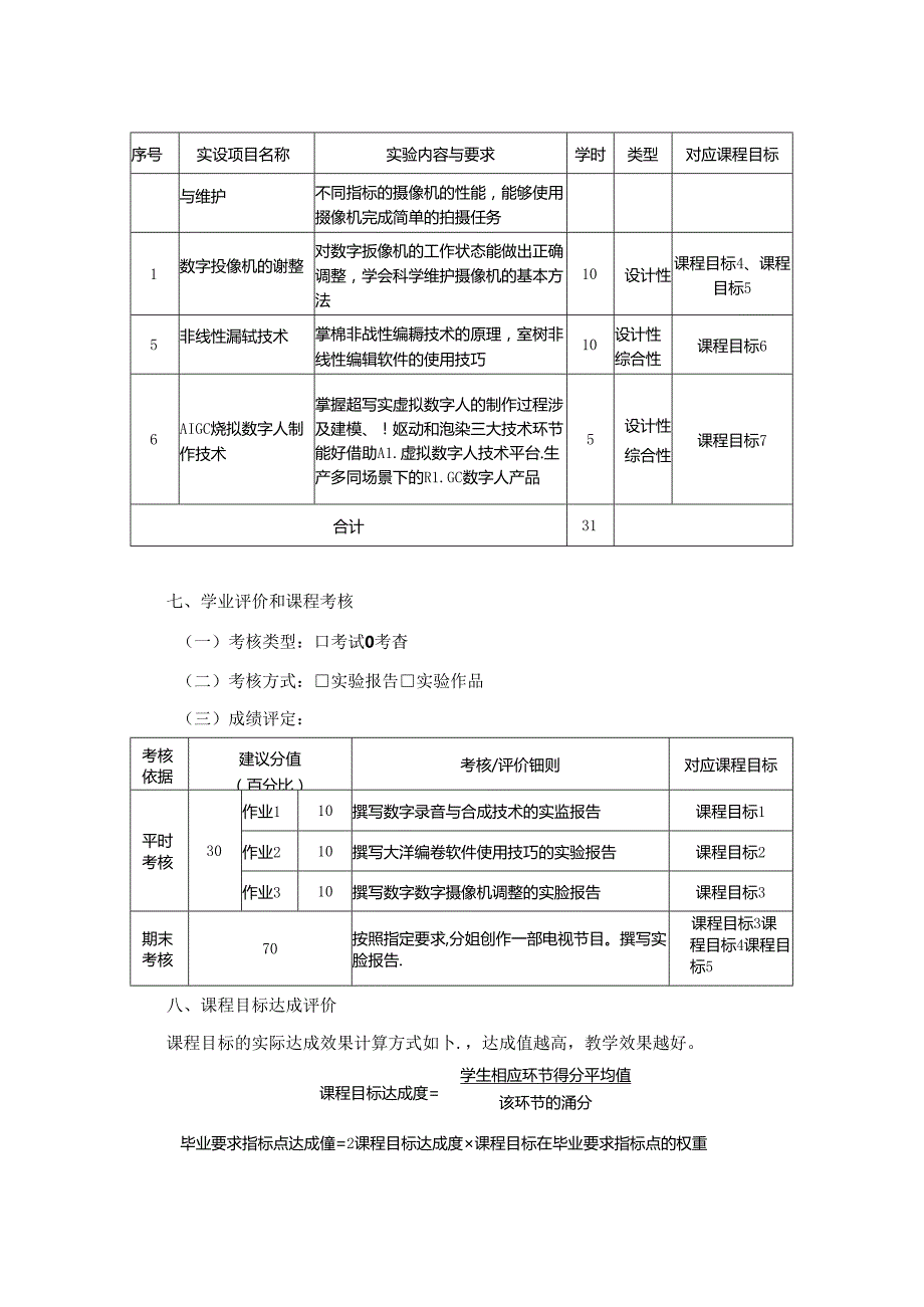 0223S06026-新媒体数字非编制作技术实践-2023版人才培养方案课程教学大纲.docx_第3页