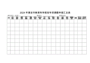 2024年黄安市教育科学规划专项课题申报汇总表.docx