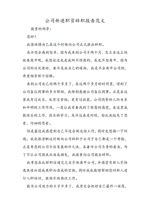 公司新进职员辞职报告范文.docx