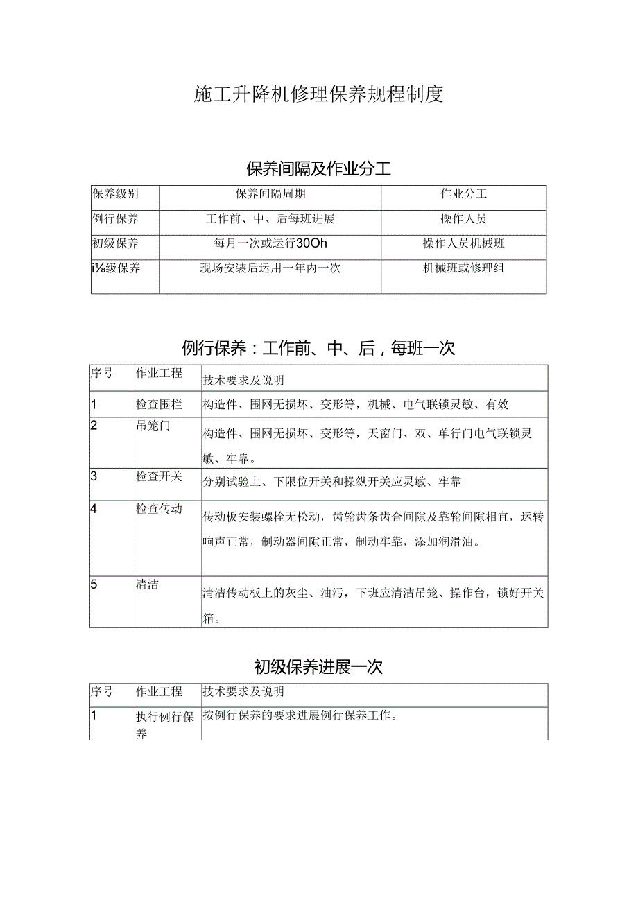 人货电梯维修保养制度表.docx_第1页