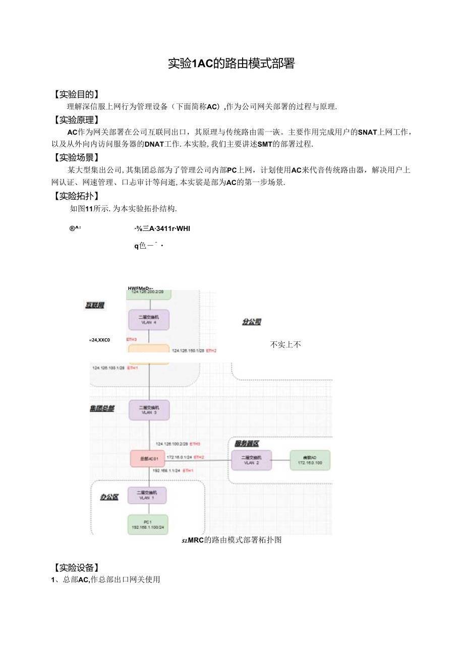 《网络安全设备原理与应用》 实验手册 实验1--12 AC的路由模式部署---EDR客户端的基本策略和客户端卸载.docx_第1页