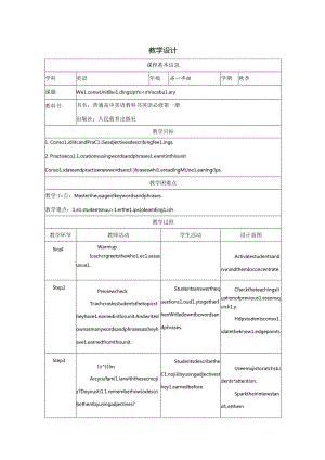 人教版（2019）必修第一册Welcome unit Building Up Your Vocabulary教学设计（表格式）.docx