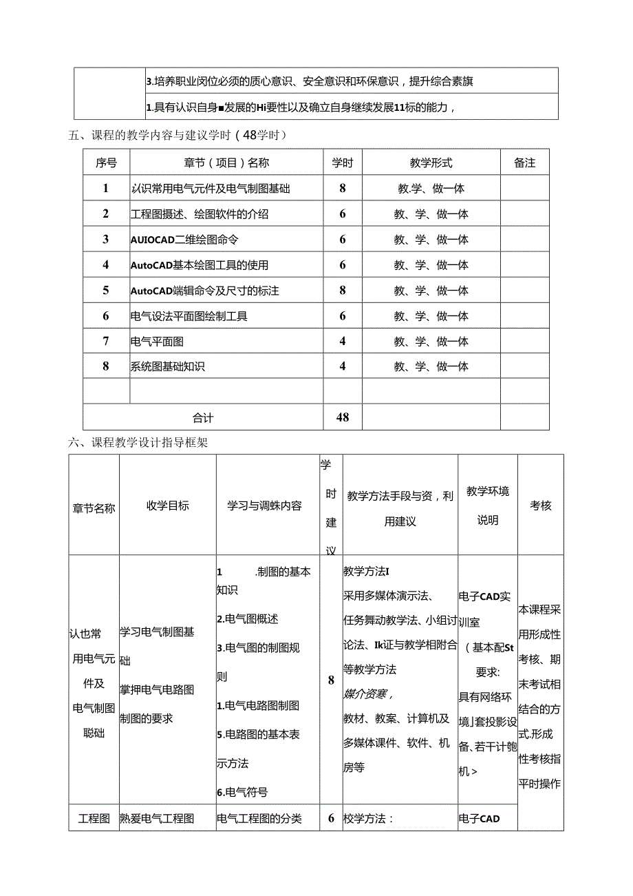 《工程制图（电气CAD）》课程标准.docx_第3页