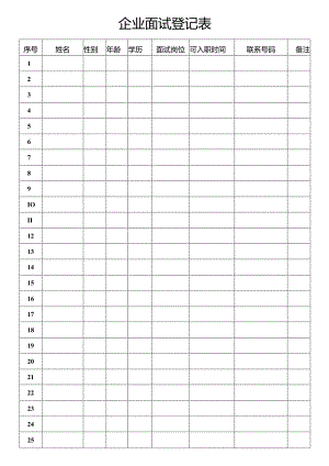 企业面试登记表（标准版）.docx