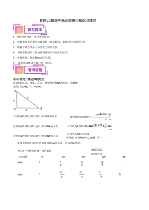 专题22 锐角三角函数（讲义）（解析版）.docx