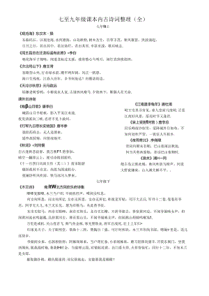 七至九年级古诗词整理.docx