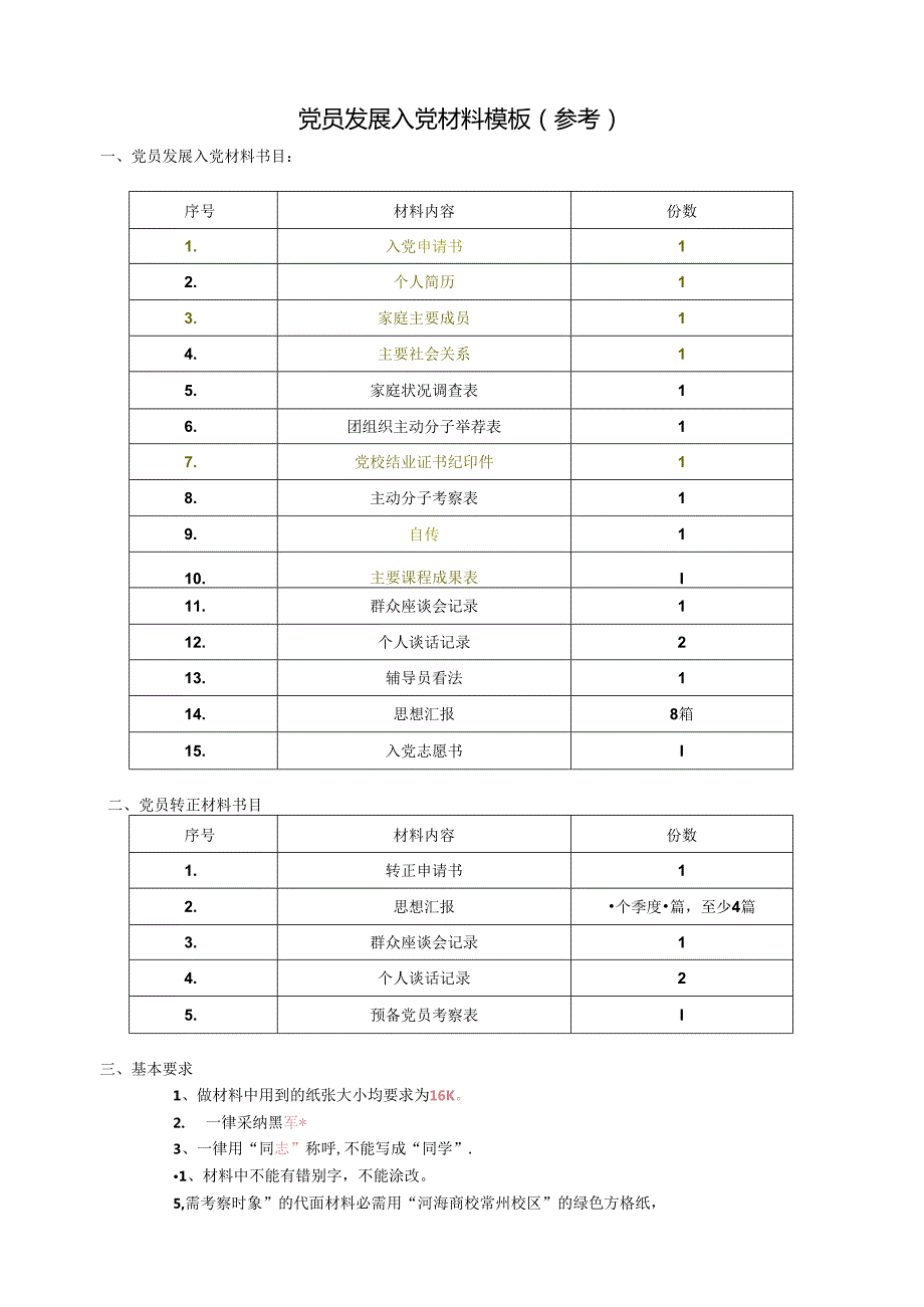 党员发展入党材料模板(参考).docx_第1页