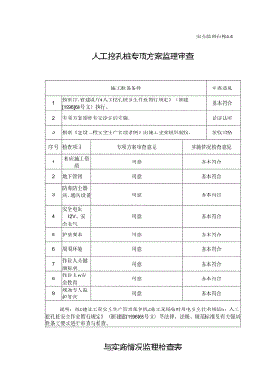 [监理资料][安全台账]人工挖孔桩专项方案监理审查与实施情况监理检查表.docx