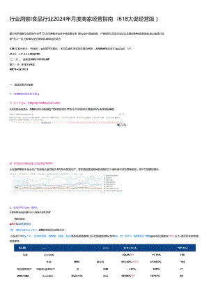 【电商行业市场报告】行业洞察｜食品行业2024年月度商家经营指南（618大促经营版）.docx