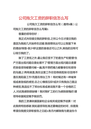 公司拖欠工资的辞职信怎么写.docx