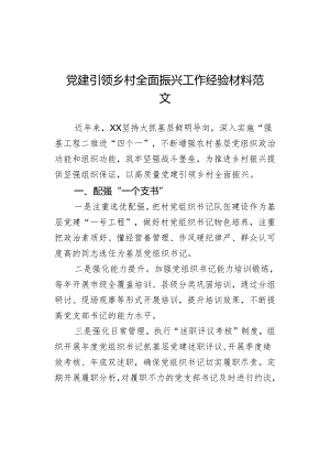 党建引领乡村全面振兴工作经验材料范文.docx