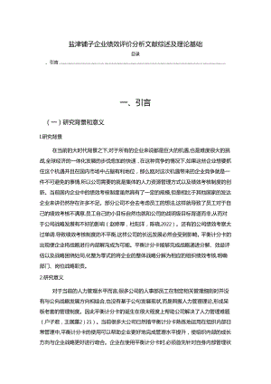 【《盐津铺子企业绩效评价探究文献综述及理论基础》6900字】.docx