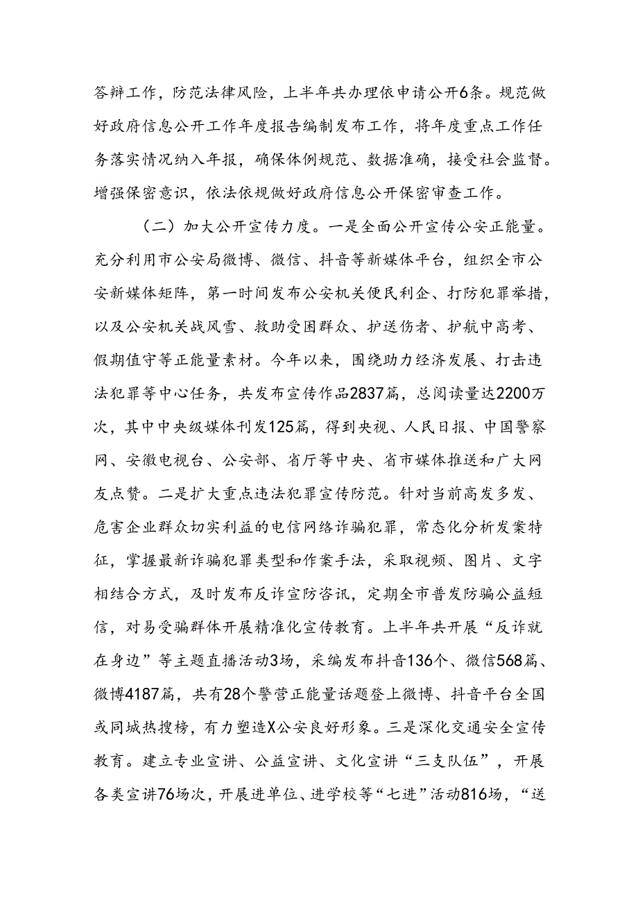 X市公安局2024年上半年政务公开工作总结.docx_第2页