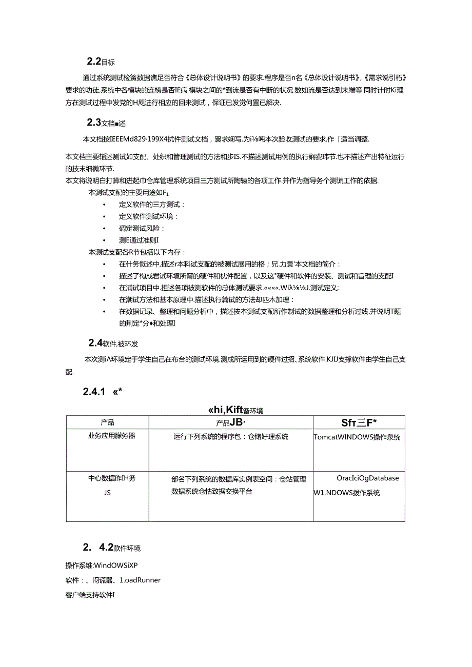 仓库管理系统项目_软件测试设计说明书.docx_第2页