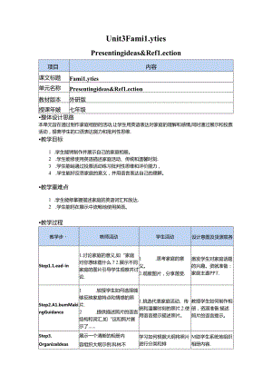 Unit 3 Presenting ideas & Reflection 教学设计-外研版（2024）七年级上册.docx