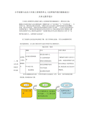 【大单元整体教学】第四单元《法律保护我们健康成长》单元整体分析 统编版道德与法治六年级上册.docx