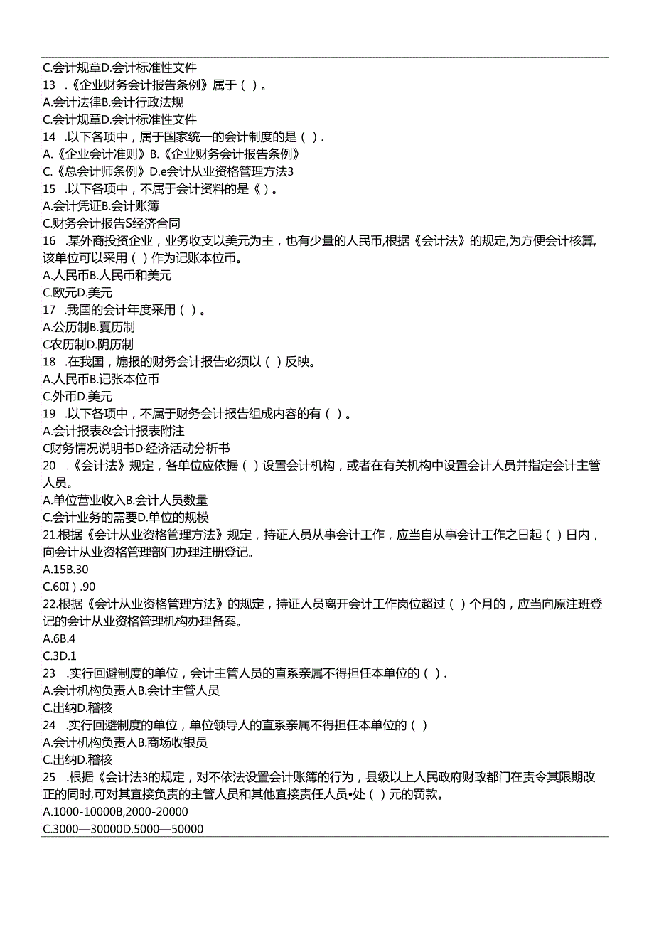 XXXX年会计从业资格考试试题及答案财经法规.docx_第2页