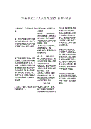 《事业单位工作人员处分规定》新旧对照表.docx