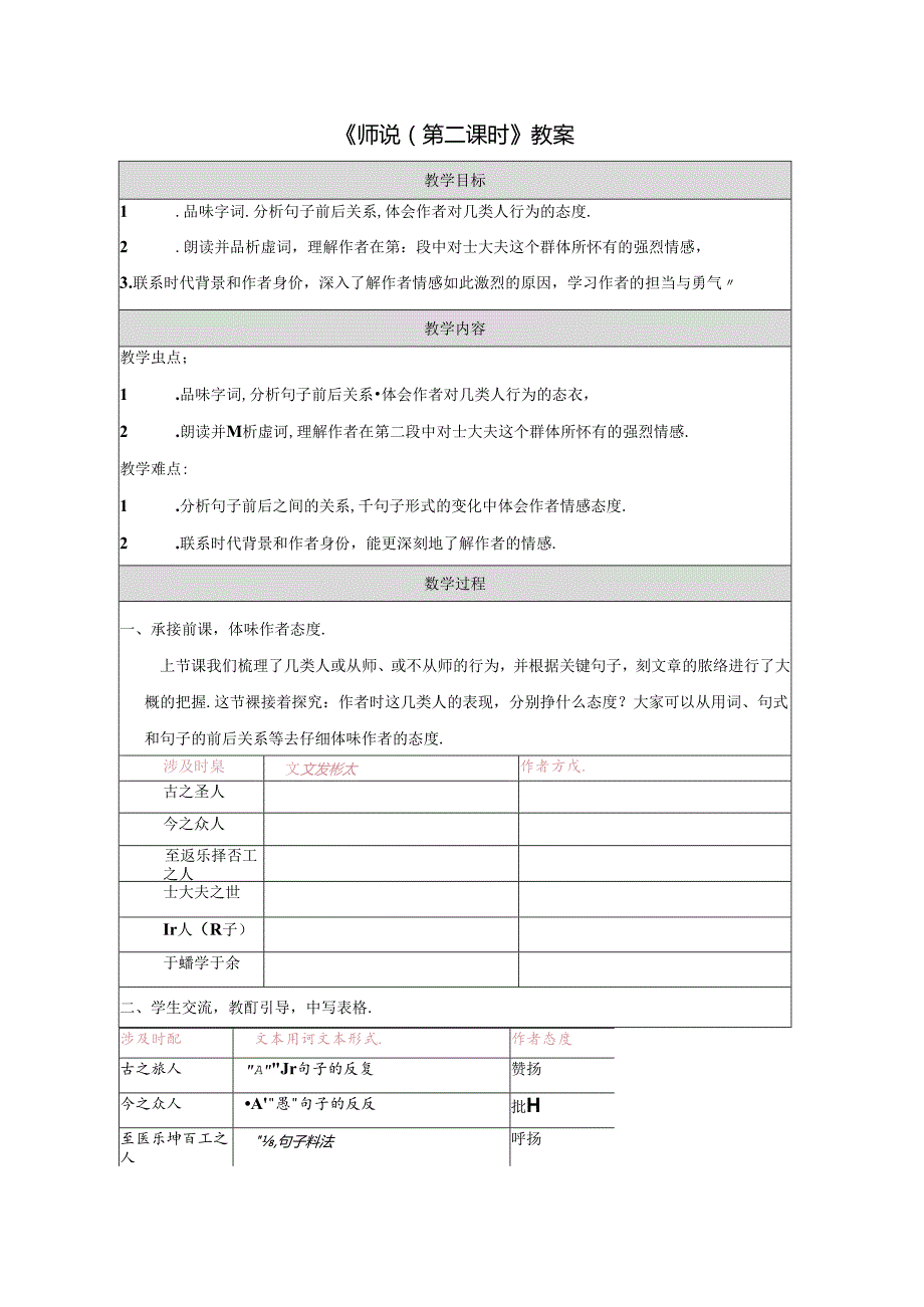 《师说（第二课时）》教案.docx_第1页