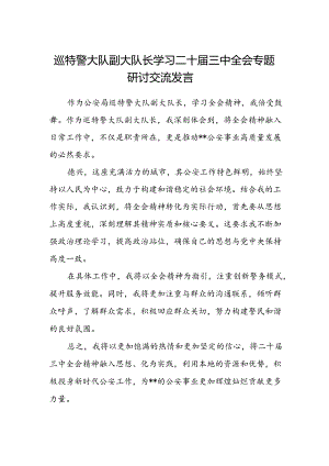 巡特警大队副大队长学习二十届三中全会专题研讨交流发言.docx