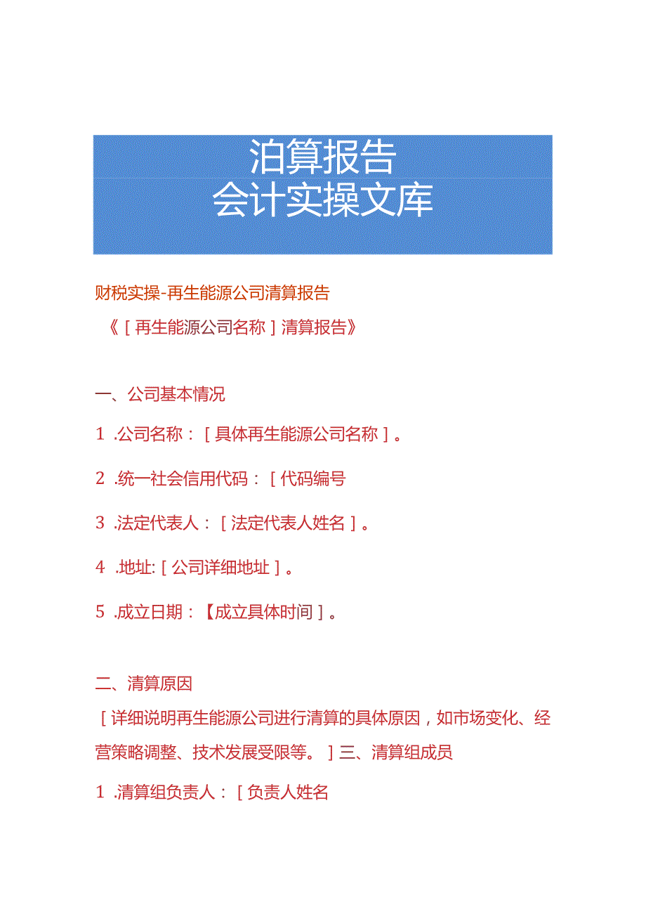 财税实操-再生能源公司清算报告.docx_第1页