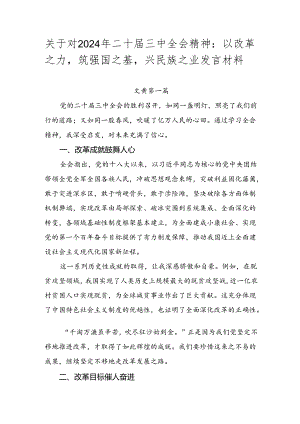 关于对2024年二十届三中全会精神：以改革之力筑强国之基兴民族之业发言材料.docx