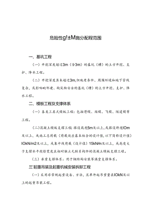 危险性较大的分部分项工程清单、危险性较大的分部分项工程相关违法违规行为认定标准.docx