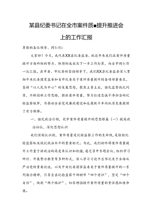 某县纪委书记在全市案件质量提升推进会上的工作汇报.docx