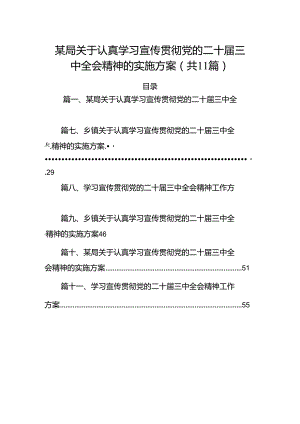 （11篇）某局关于认真学习宣传贯彻党的二十届三中全会精神的实施方案（精选）.docx