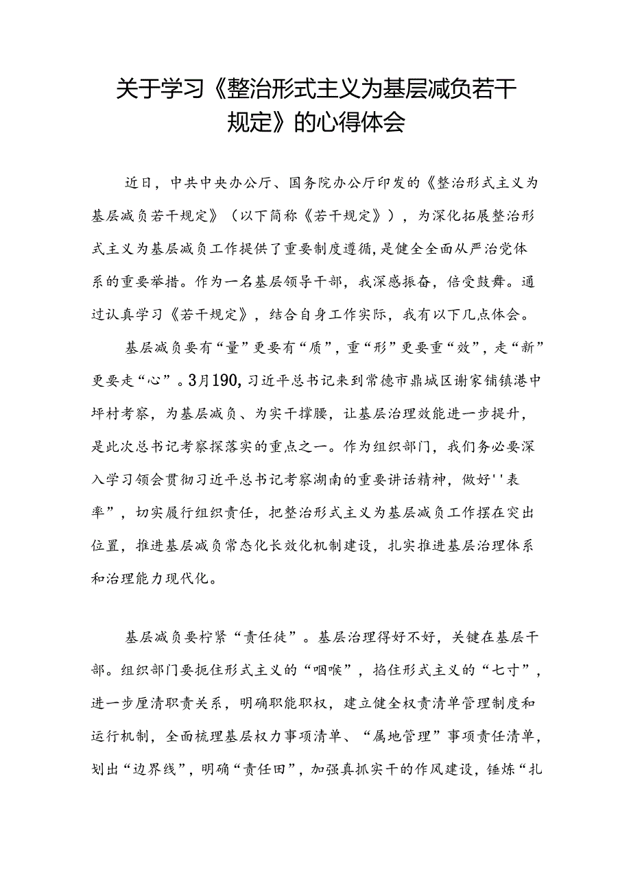 学习贯彻《整治形式主义为基层减负若干规定》心得体会交流发言七篇.docx_第3页