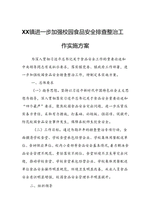 XX镇进一步加强校园食品安全排查整治工作实施方案.docx