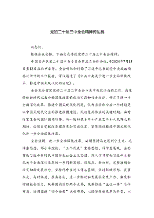 （8篇）党的二十届三中全会精神传达稿范文.docx