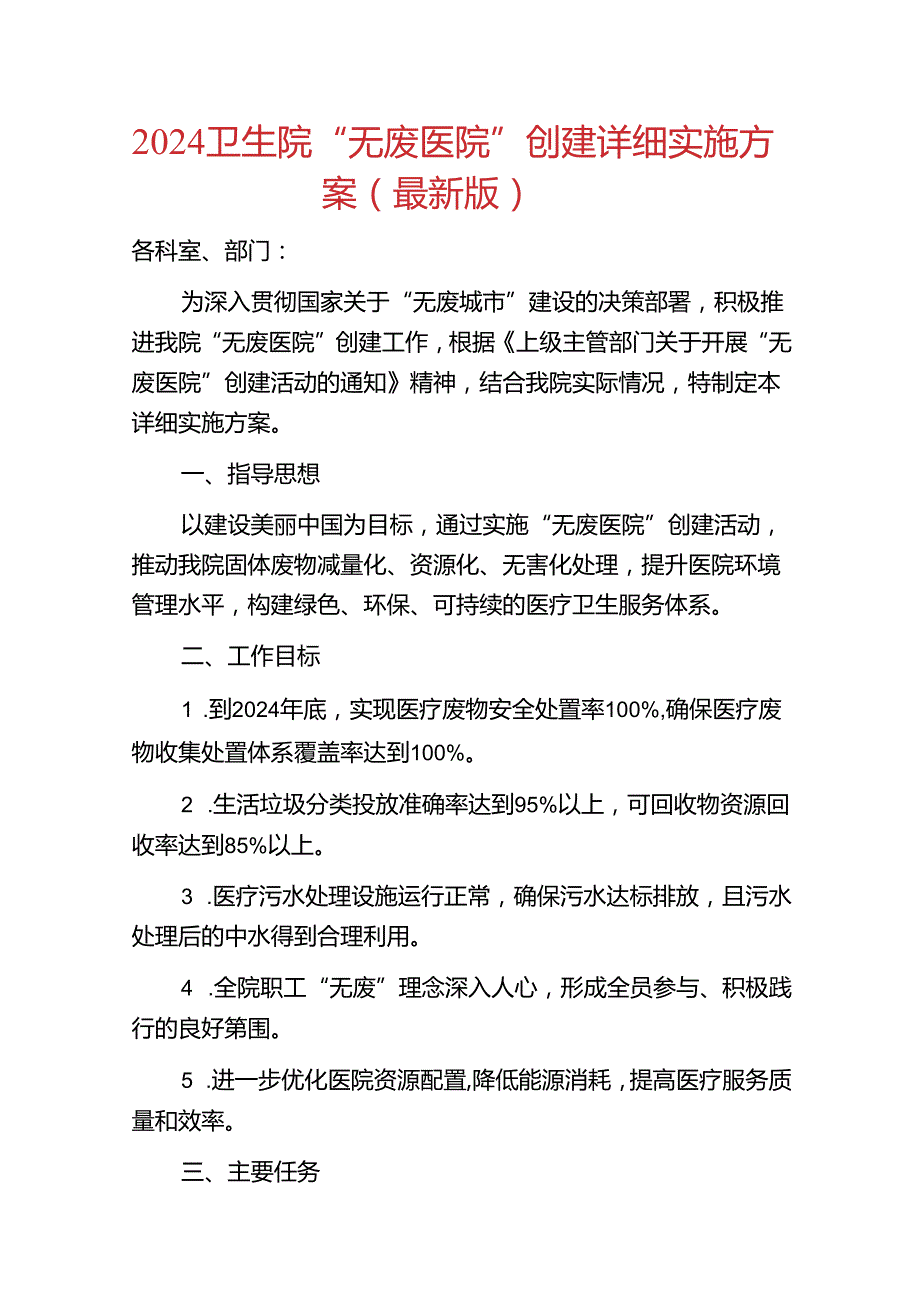 2024 卫生院“无废医院”创建详细实施方案.docx_第1页