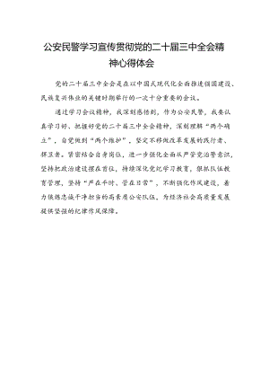 公安民警学习宣传贯彻党的二十届三中全会精神心得体会范文.docx