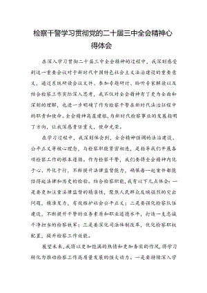 检察干警学习贯彻党的二十届三中全会精神心得体会范本.docx