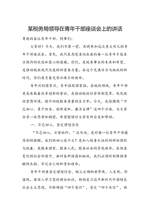 某税务局领导在青年干部座谈会上的讲话.docx